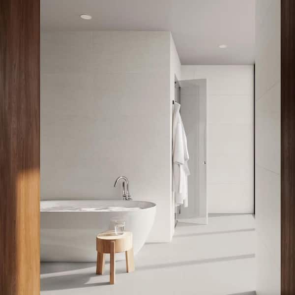 Vitaria Ivory White 23.77 in. x 47.55 in. Matte Porcelain Floor and Wall Tile (15.7 sq. ft. / Case)