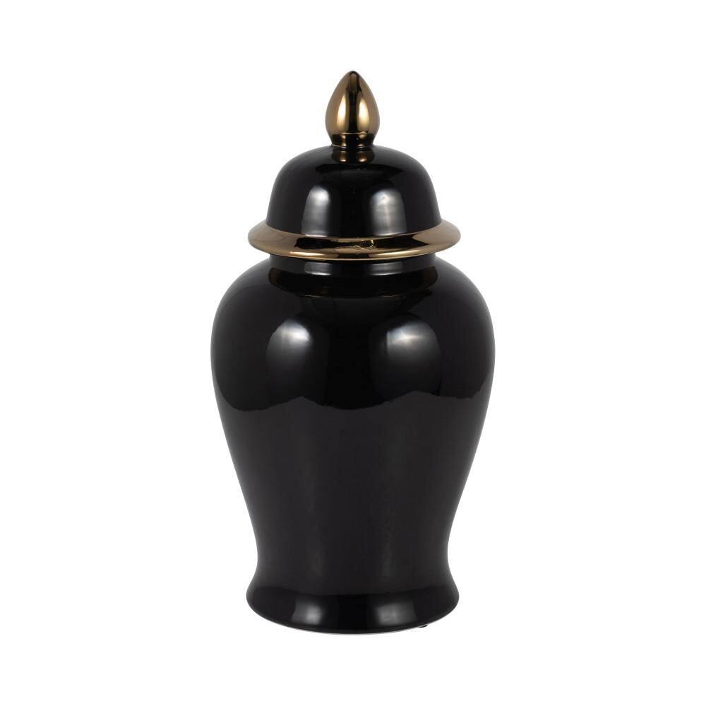 18 in. Black/Gold Stoneware Round Traditional Temple Jar price history on PriceWatchPro