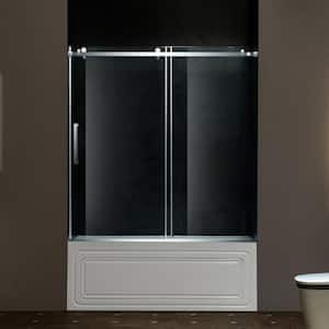 60 in. W x 62 in. H Single Sliding Frameless Tub Door in Polished Chrome with 5/16"(8mm) Clear Glass