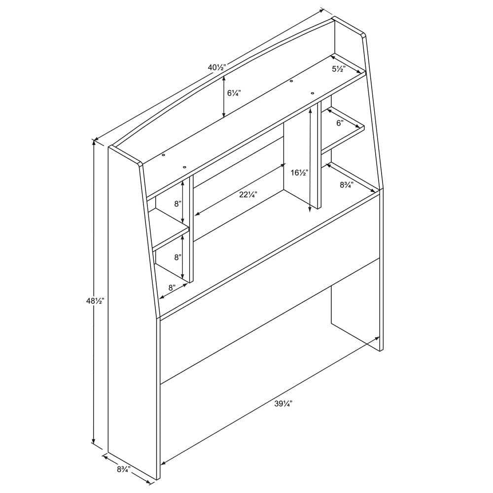 Espresso Twin Wood Bookcase Headboard with Storage