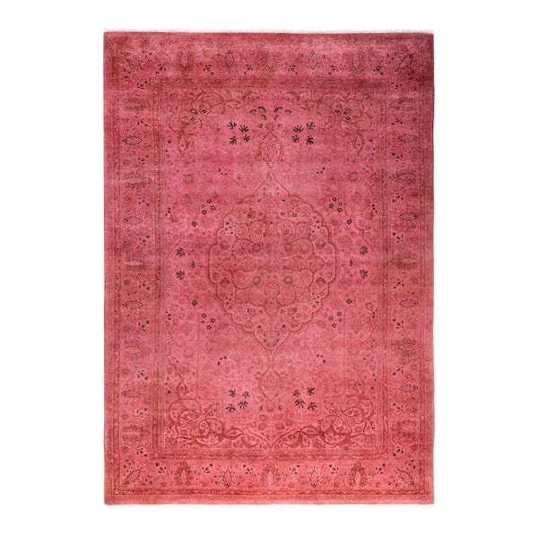 Solo Rugs Fine Vibrance Pink 5 ft. x 8 ft. Solid Wool Indoor Area Rug