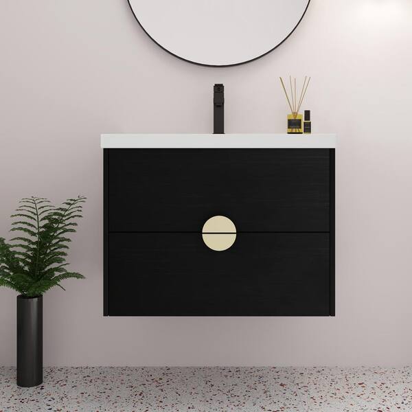 Eviva Lux 60 in. W x 21 in. D x 26 in. H Floating Bath Vanity in Rosewood with White Tempered Glass Top
