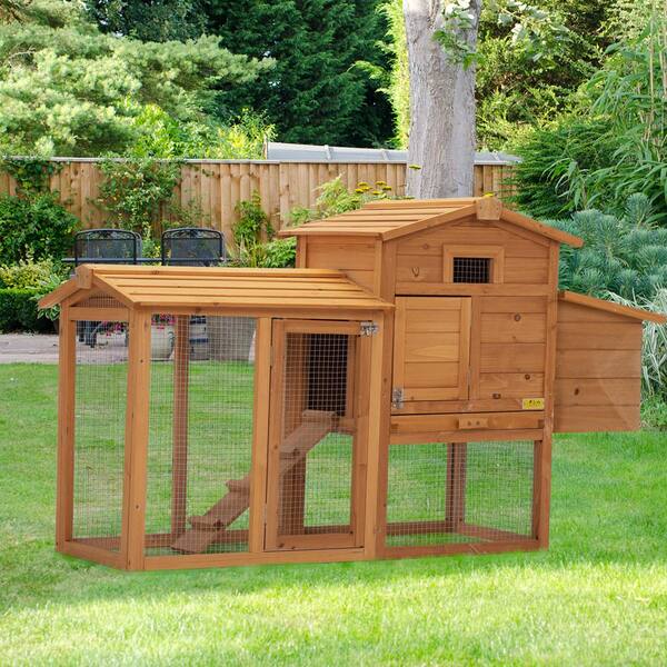 Greatest Pet Shop Deluxe Raised Wooden Rabbit Hutch House Small Animal Enclosure for Backyards and Outdoors Brown 