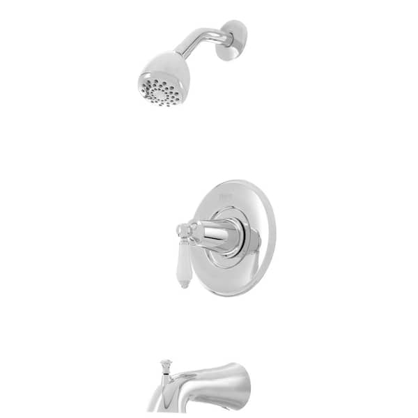 Pfister Courant Single-Handle 1-Spray Tub and Shower Faucet in Polished Chrome with White Ceramic Lever Handle (Valve Included)