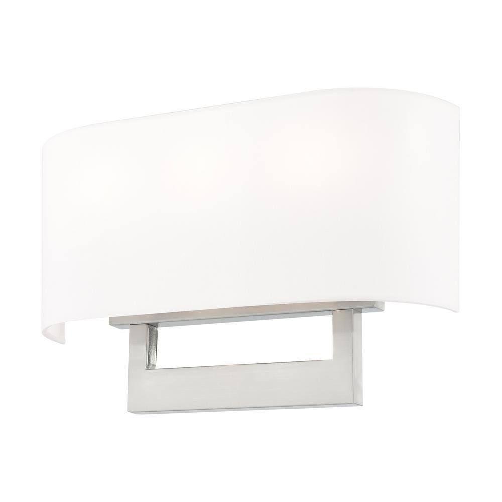 Brushed Nickel 3-Light ADA Compliant Wall Sconce with Fabric Shade