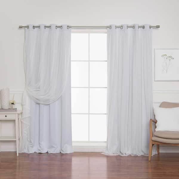Best Home Fashion Vapor Tulle Lace Solid 52 in. W x 84 in. L Grommet Blackout Curtain (Set of 2)