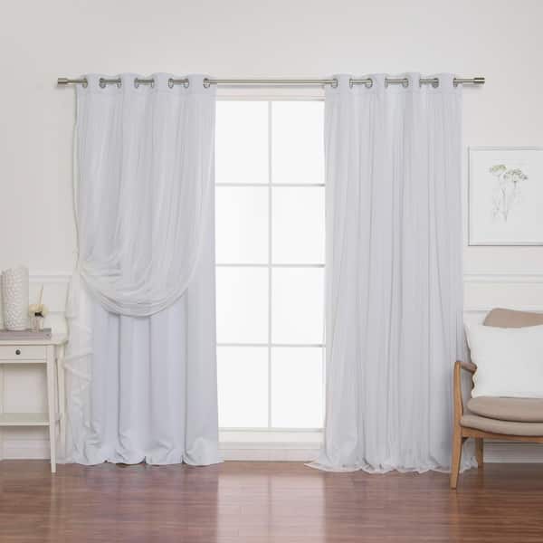 Best Home Fashion Vapor Tulle Lace Solid 52 in. W x 96 in. L Grommet Blackout Curtain (Set of 2)