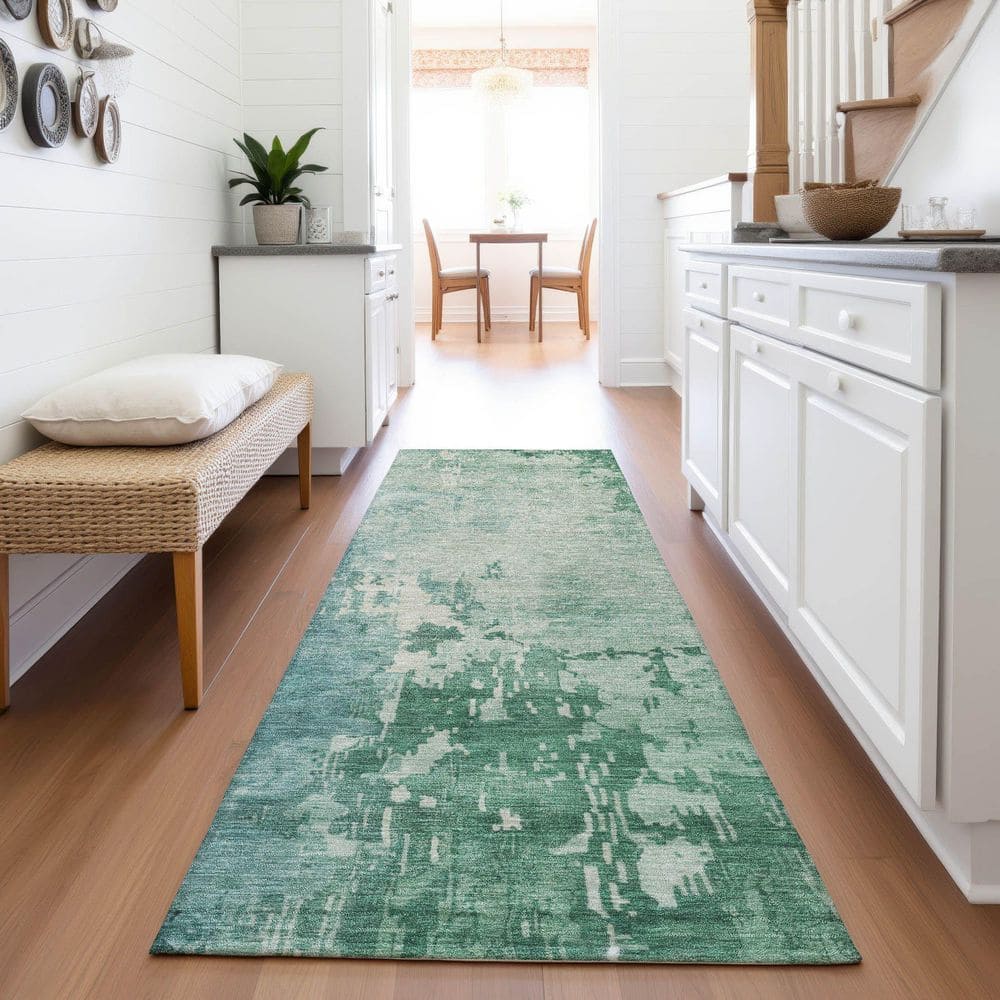 Mayfield Premium Machine Washable Abstract AMF1257 Emerald 2 ft. 3 in. x 7 ft. 6 in. Runner Rug price history on PriceWatchPro