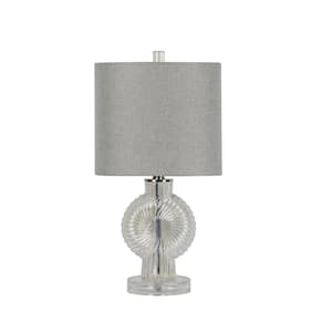 19.5 in. Clear Sunburst Crystal Indoor Table Lamp with Decorator Shade