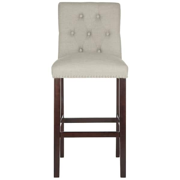 SAFAVIEH Norah 31.5 in. Light Gray Dark Brown Bar Stool Set of 2