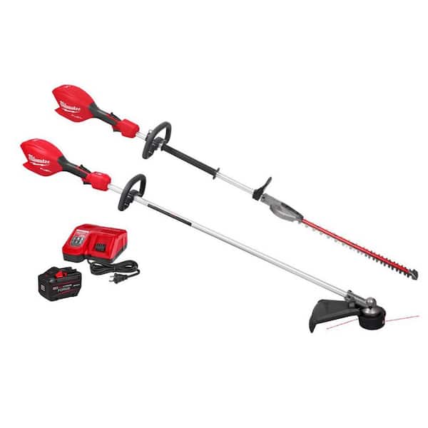 M18 FUEL 18V 16 in. Brushless Cordless Straight Shaft String Trimmer, 20 in. Pole Hedge Trimmer, 12.0Ah Battery, Charger