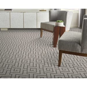 Labyrinth Sterling Gray Custom Area Rug with Pad
