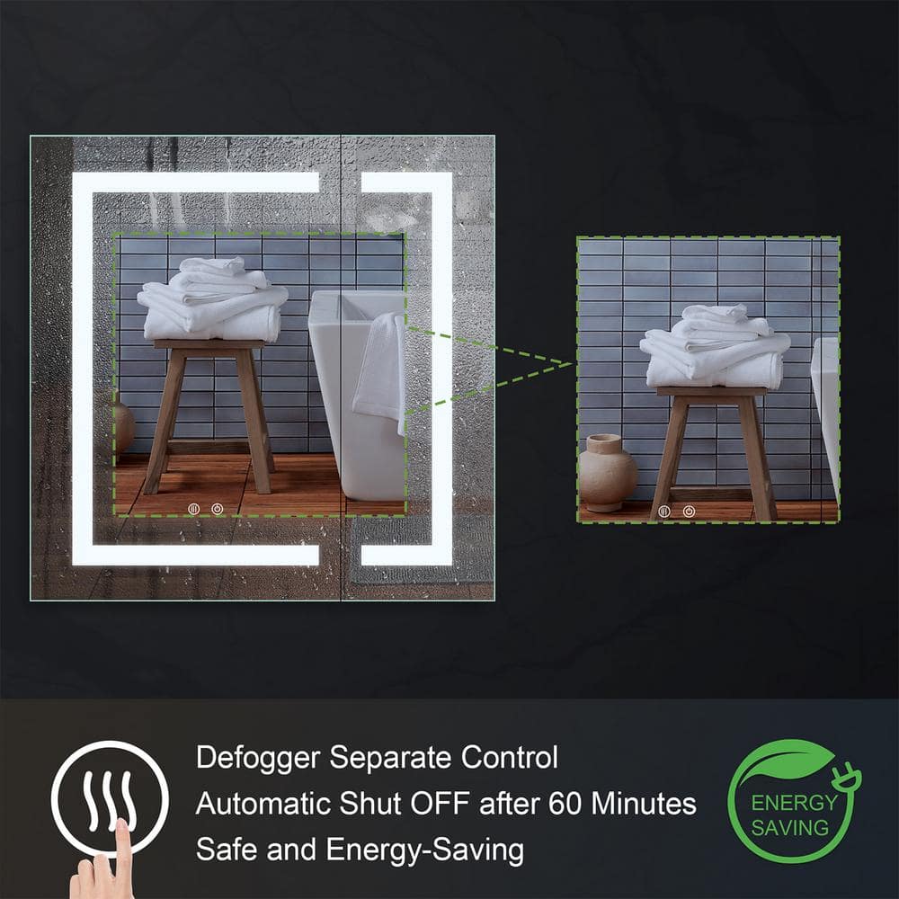 36" x 30" Silver Aluminum LED Medicine Cabinet with Mirror