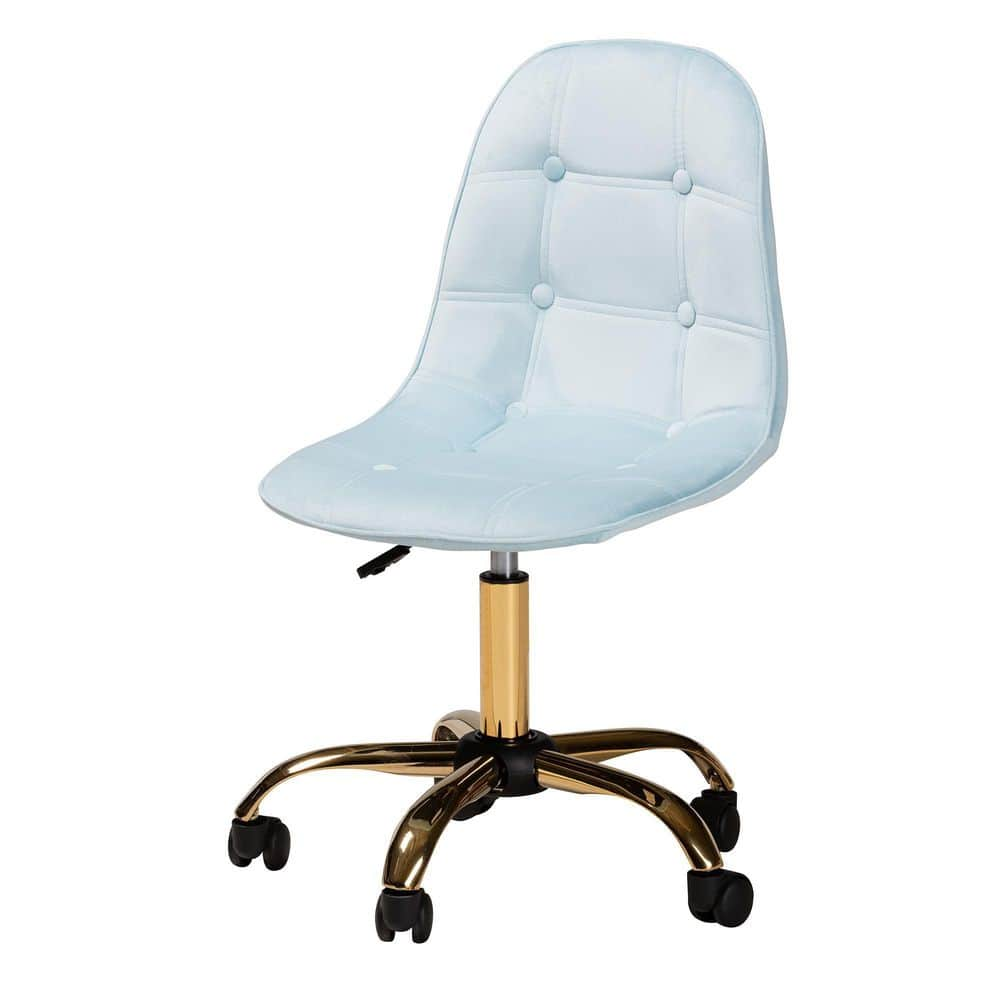 Baxton Studio Kabira Aqua and Gold Velvet Fabric Seat Task Chair