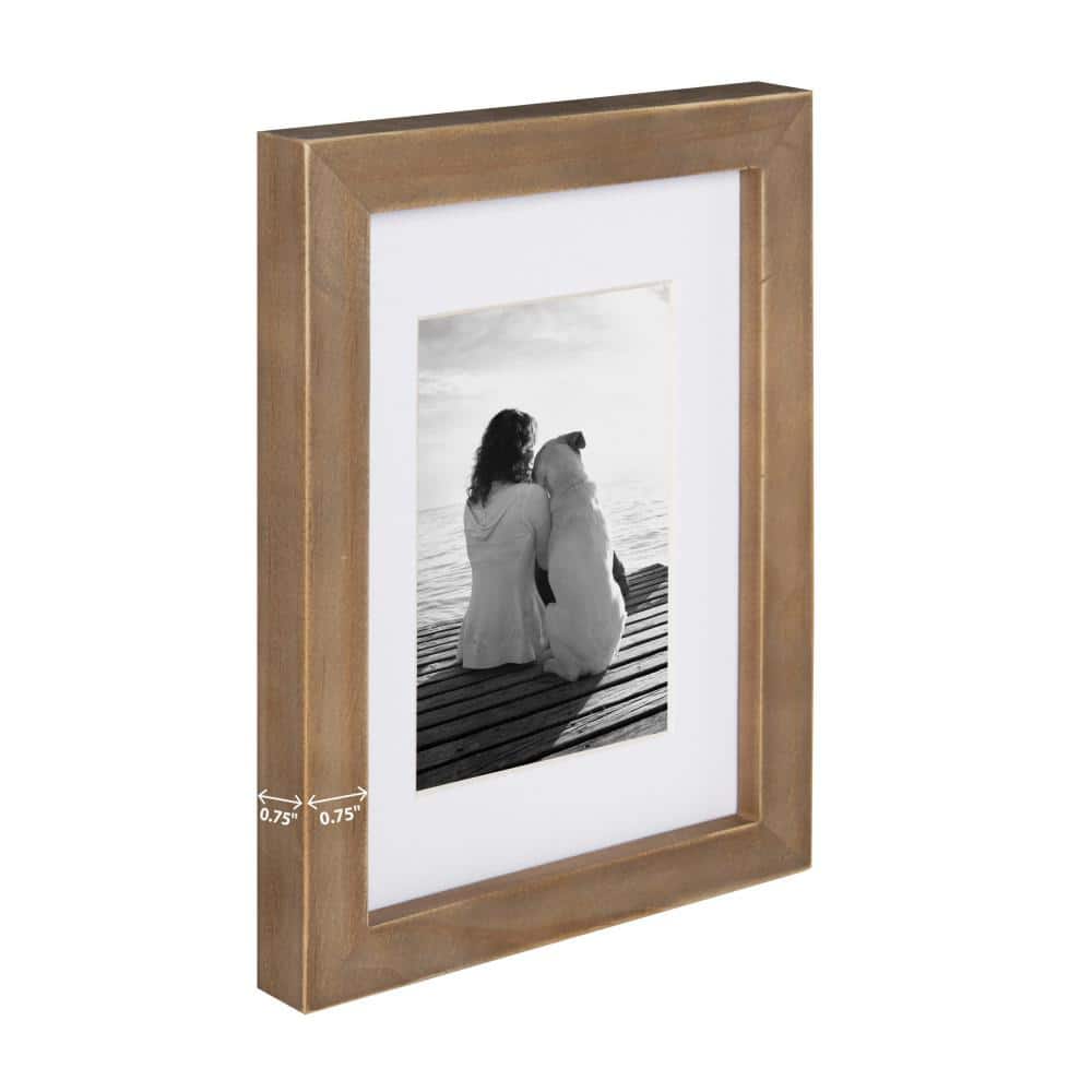Rustic Brown Wood Gallery Frame Set, 8x10 Matted to 5x7, Pack of 4