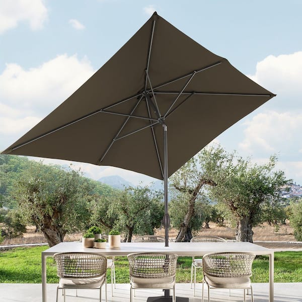Sonkuki 6 ft. x 9 ft. Rectangular Patio Market Umbrella - Stylish, Durable, and Sun-Protective, Taupe