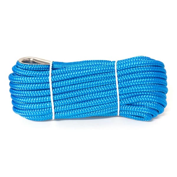 Reviews for KingCord 3/8 in. x 50 ft. Nylon Double Braid Anchor Line Rope,  Blue with Spliced 3/8 in. Stainless Steel Thimble
