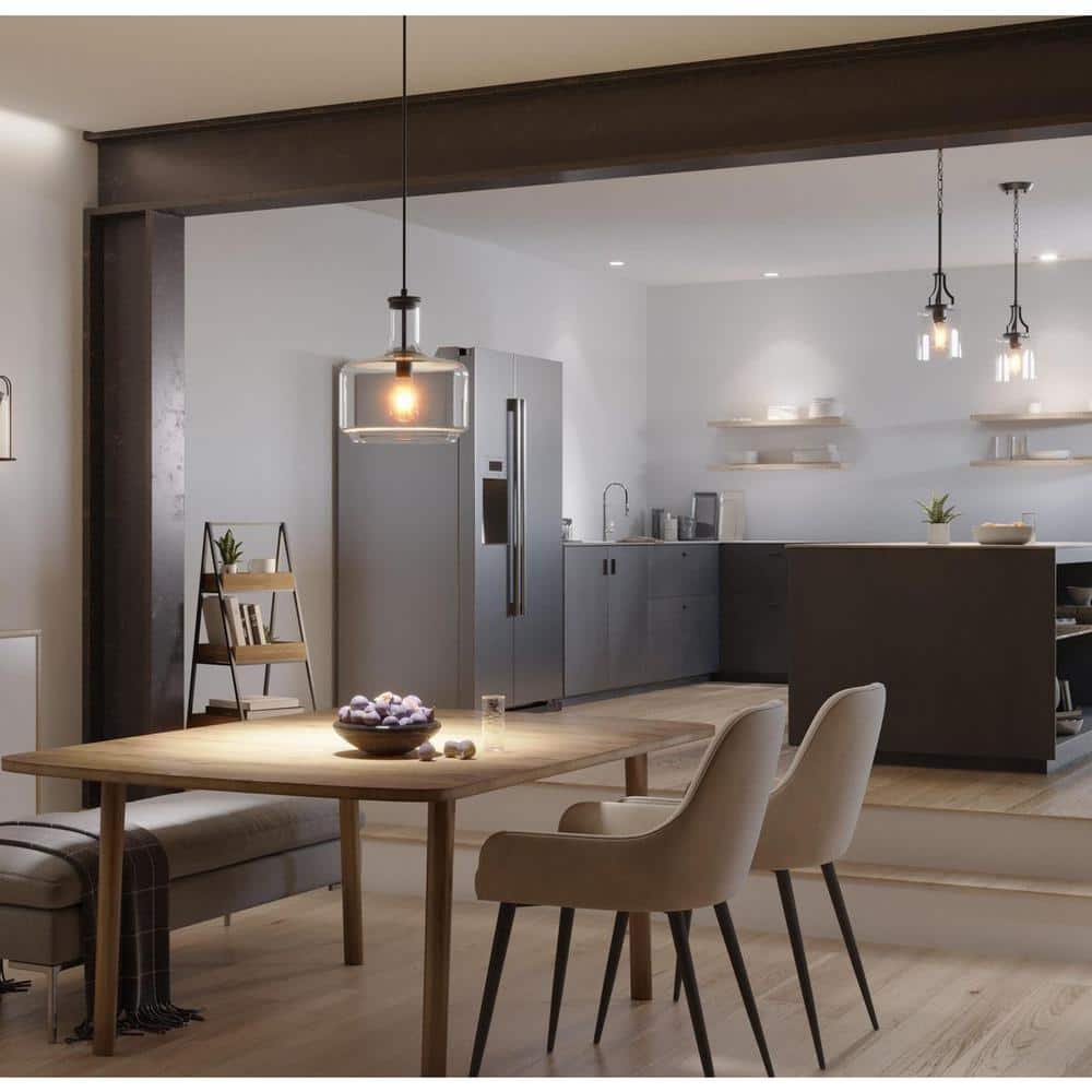 Lassiter 6.38" Matte Black Mini-Pendant with Clear Glass Shade