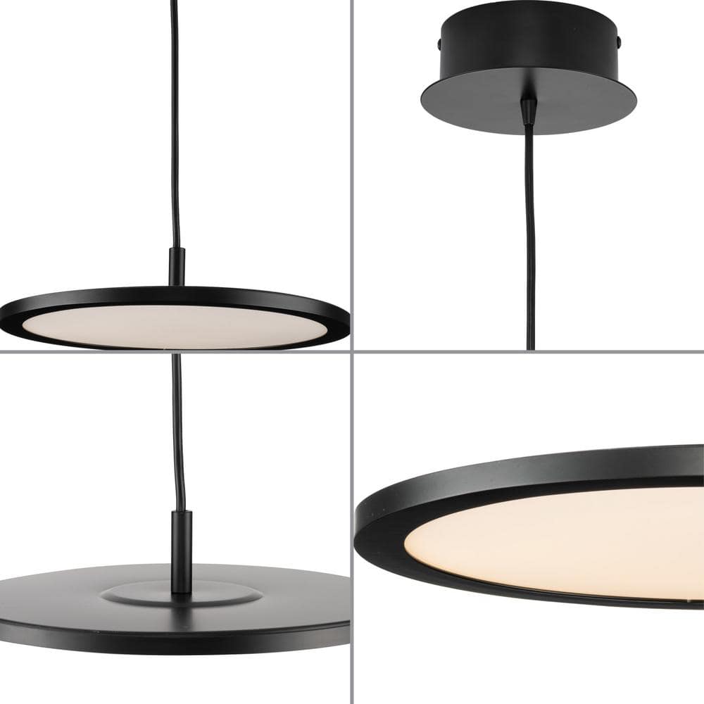 Everlume 11" Matte Black Modern LED Pendant with Edge-Lit Diffuser