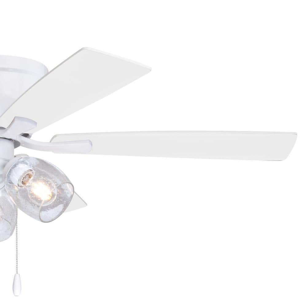 Brayton White 3-Light Flush Mount Ceiling Fan with Clear Glass Shades