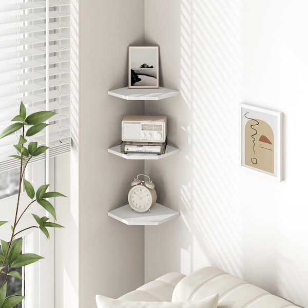 7 in. W x 7 in. D White Corner Shelf Wall Mount Floating Corner