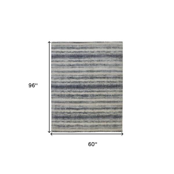 2 ft. x 8 ft. Ivory, Blue Abstract Area Rug