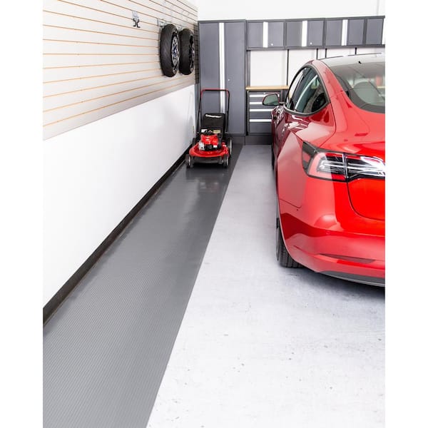 Ribbed 30 in. W x 24 ft. L Slate Grey Commercial Grade Vinyl Garage Flooring Runner
