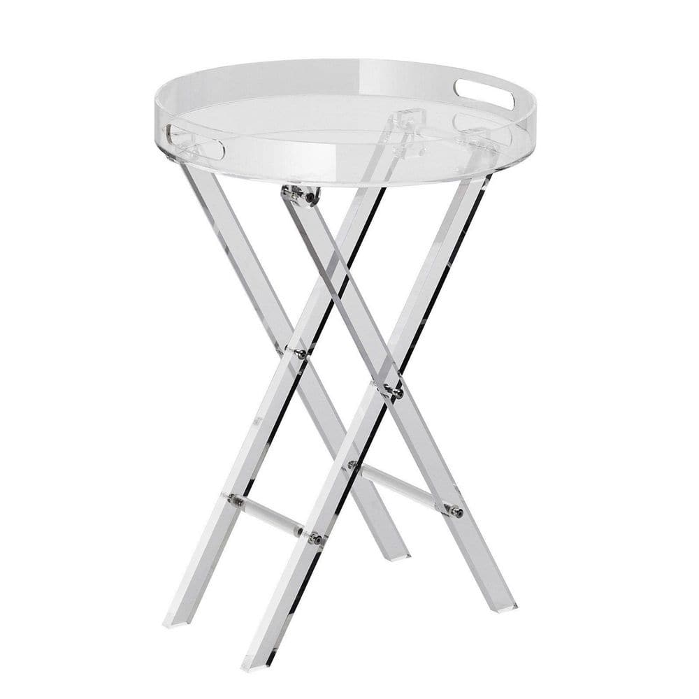 15.7 in. Clear Acrylic Folding Side Table with Folding X-Leg, for Coffee, Drink, Food, Snack Used in Living Room price history on PriceWatchPro