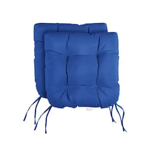 Sunbrella Canvas True Blue Tufted Chair Cushion Round U-Shaped Back 16 x 16 x 3 (Set of 2)