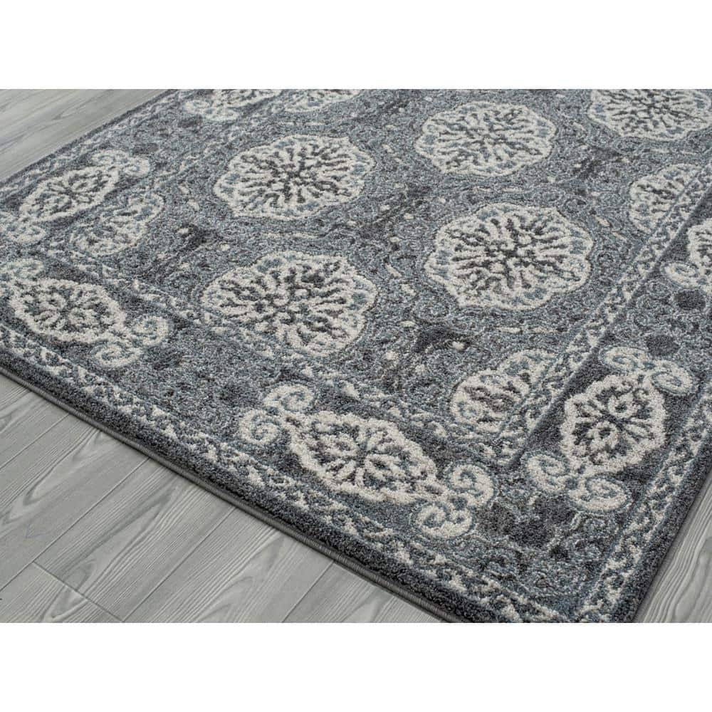 Alexandria 5' x 7' Deep Blue Oriental Synthetic Area Rug