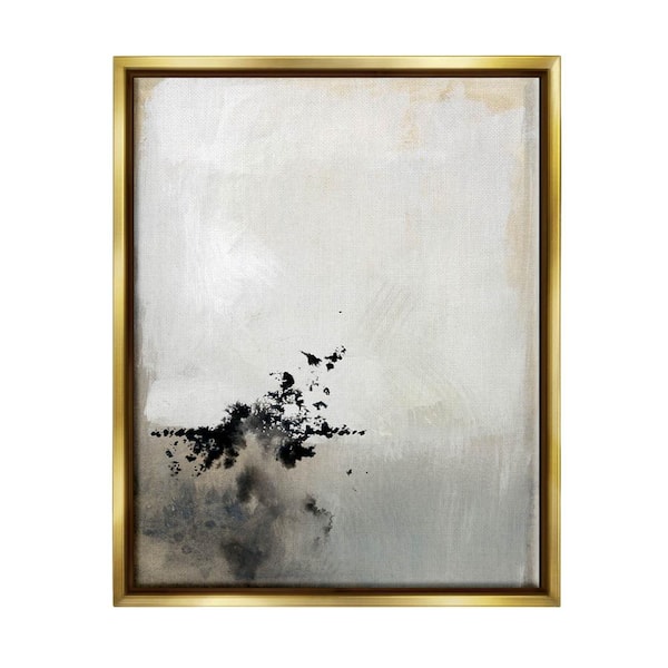 The Stupell Home Decor Collection Minimal Neutral Painting Black Splatter  by Victoria Barnes Floater Frame Abstract Wall Art Print 25 in. x 31 in.  ad-120_ffg_24x30 - The Home Depot