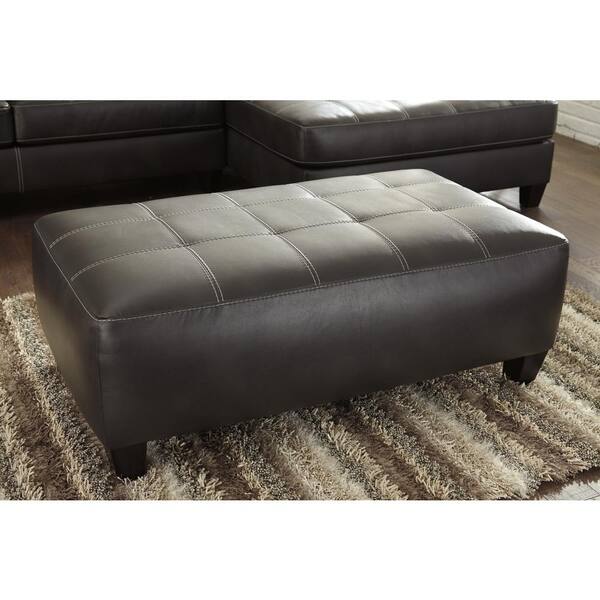 Signature DESIGN BY ASHLEY Nokomis Black Faux leather Rectangular Oversized Accent Ottoman
