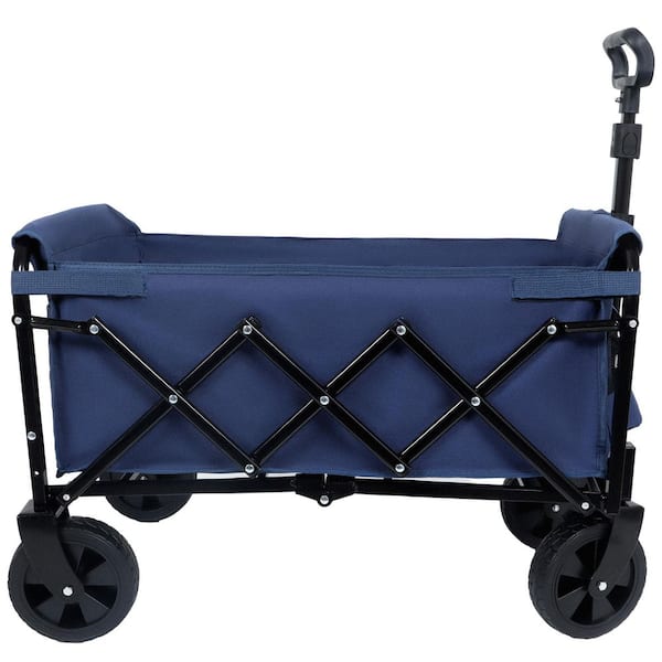 Dark Blue 3 cu. ft. Steel Garden Cart with 100% Extra Space for Camping, Shopping, Sports, Gardening, Fishing