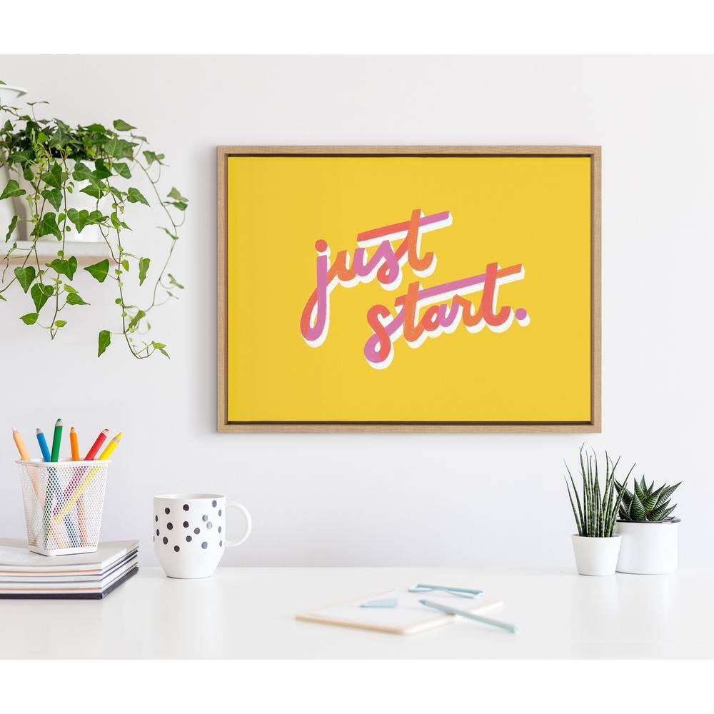 Yellow and Pink Motivational Quote Canvas Print with Natural Frame