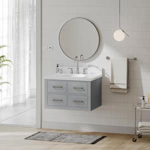 Hutton 31 in. W x 22 in. D x 19.6 in. H Bath Vanity in Grey with Pure White Quartz Top