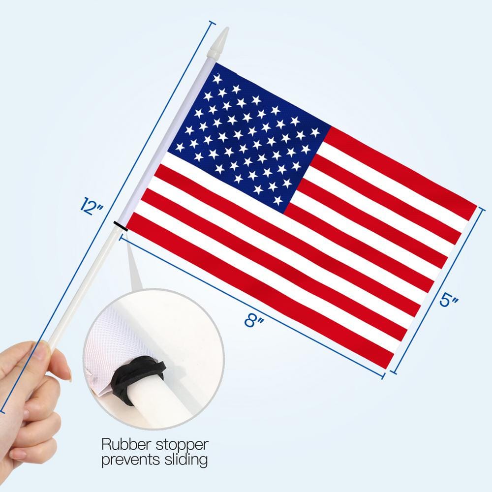 Patriotic Miniature Polyester American Flag Set with Plastic Poles