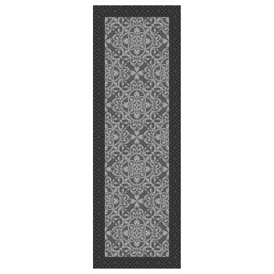 Derbent Grey 2 ft. x 5 ft. Medallion Polyester Accent Rug