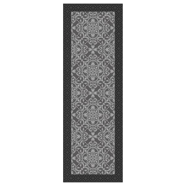 TrafficMaster Derbent Grey 2 ft. x 5 ft. Medallion Polyester Accent Rug