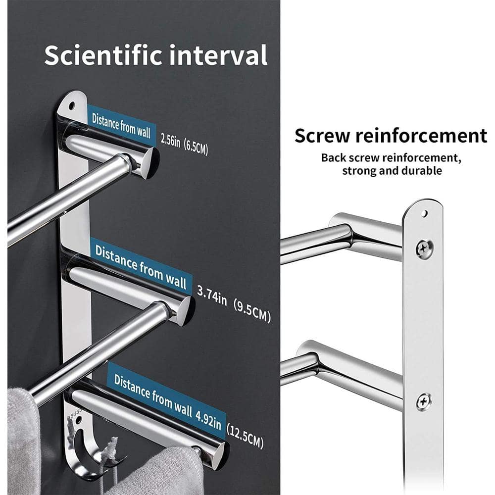 Adjustable Stainless Steel Triple Bar Wall Mounted Towel Rack