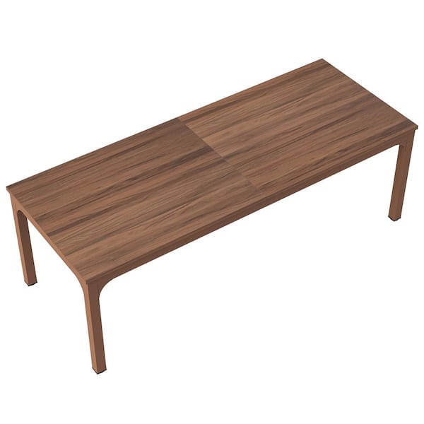 BYBLIGHT Moronia 78.7in. 1 PCS Rectangle Matte Brown Wood Conference Table Desk Large Meeting Seminar Table with Metal Frame