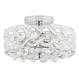 Rave 11.5 in. 2-Light Nickel Semi-Flush Mount