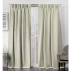 Sateen Linen Solid Polyester 30 in. x 96 in. Pinch Pleat/Hidden Tab Top Room Darkening Curtain Panel (Set of 2)