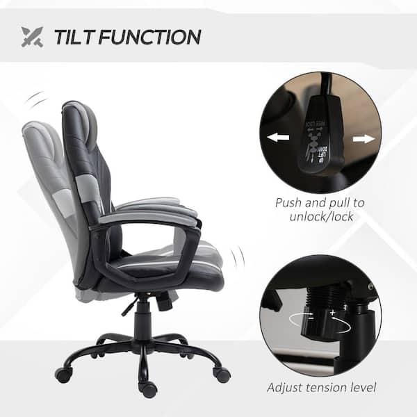 Vinsetto Gaming Chair High Back Ergonomic PU Leather Office Chair with  Lumbar Support and Headrest Tilt and Adjustable Function Blue and Black  Racing Computer Reclining Seat