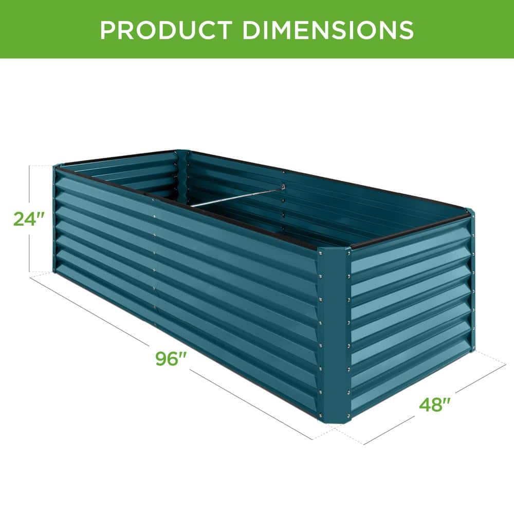 Peacock Blue 8x4x2ft Outdoor Metal Raised Garden Bed Planter