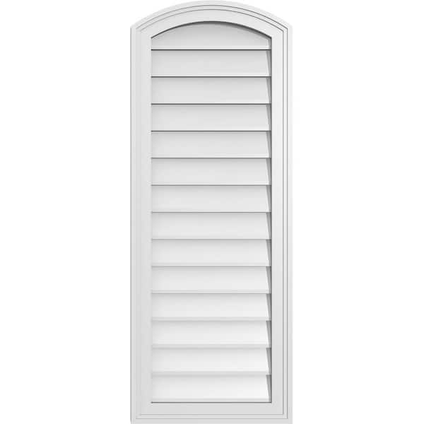 Ekena Millwork 16 in. x 42 in. Arch Top Surface Mount PVC Gable Vent: Functional with Brickmould Frame