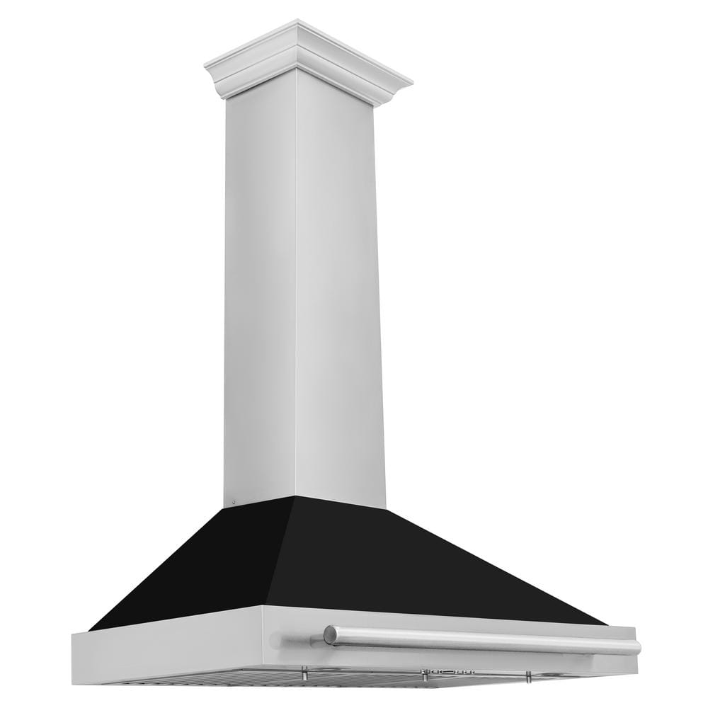 ZLINE Kitchen and Bath 36 in. 400 CFM Ducted Vent Wall Mount Range Hood with Black Matte Shell in Stainless Steel, Brushed 430 Stainless Steel & Black Matte -  KB4STX-BLM-36