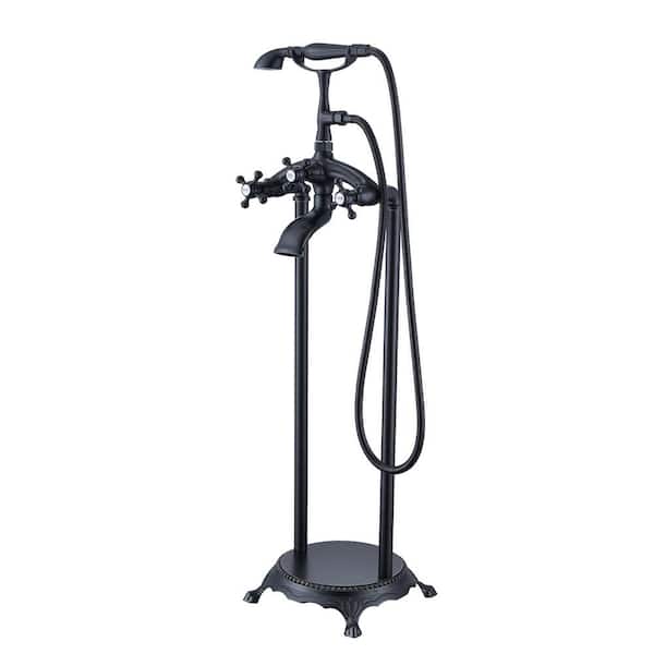Satico 39-3/4 in. 2-Handle Freestanding Tub Faucet with Hand Held Shower Head in Oil Rubbed Bronze