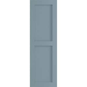 12 in. x 48 in. True Fit PVC 2 Equal Flat Panel Shutters Pair in Peaceful Blue