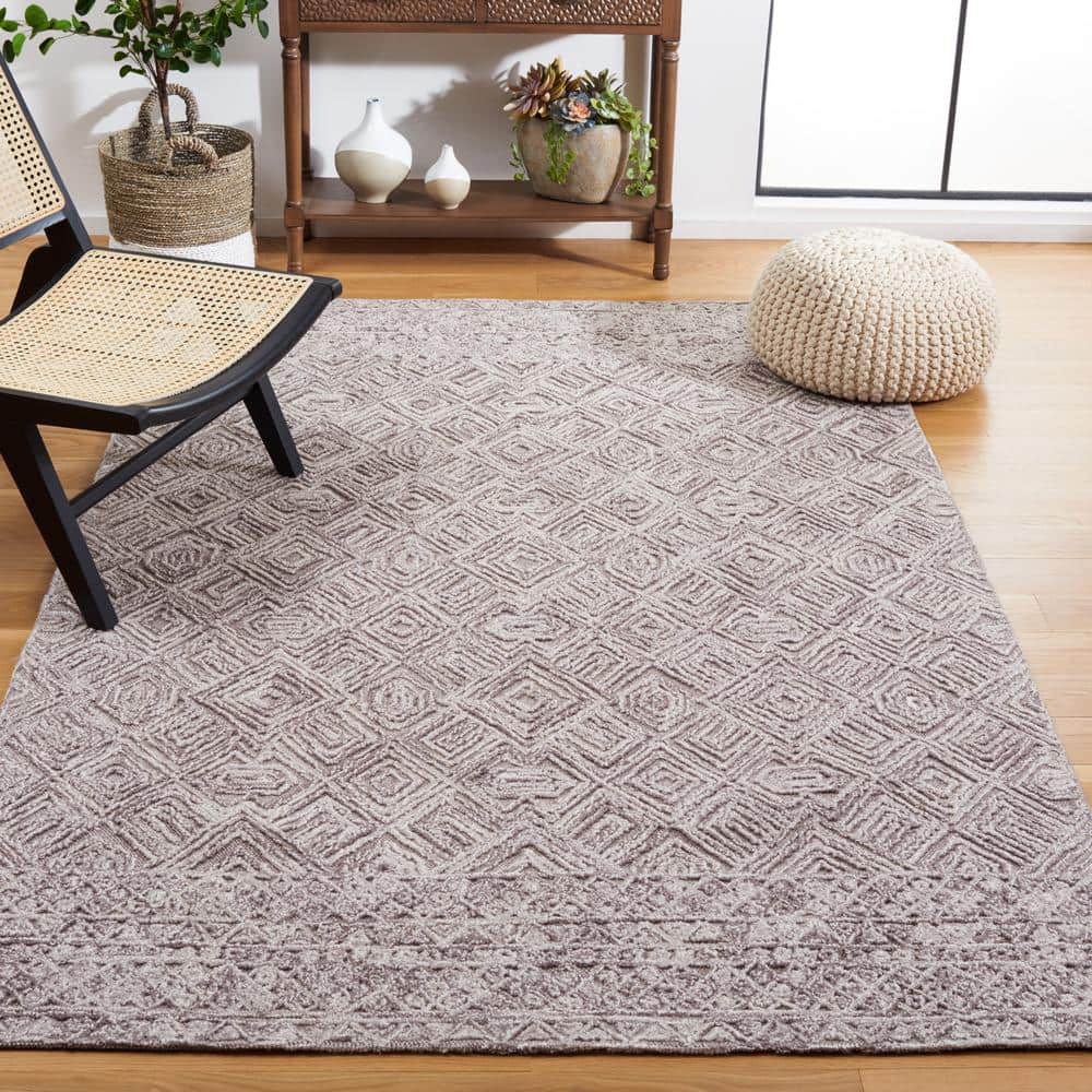 Hand-Tufted Textural Wool Area Rug - 8' x 10' - Brown