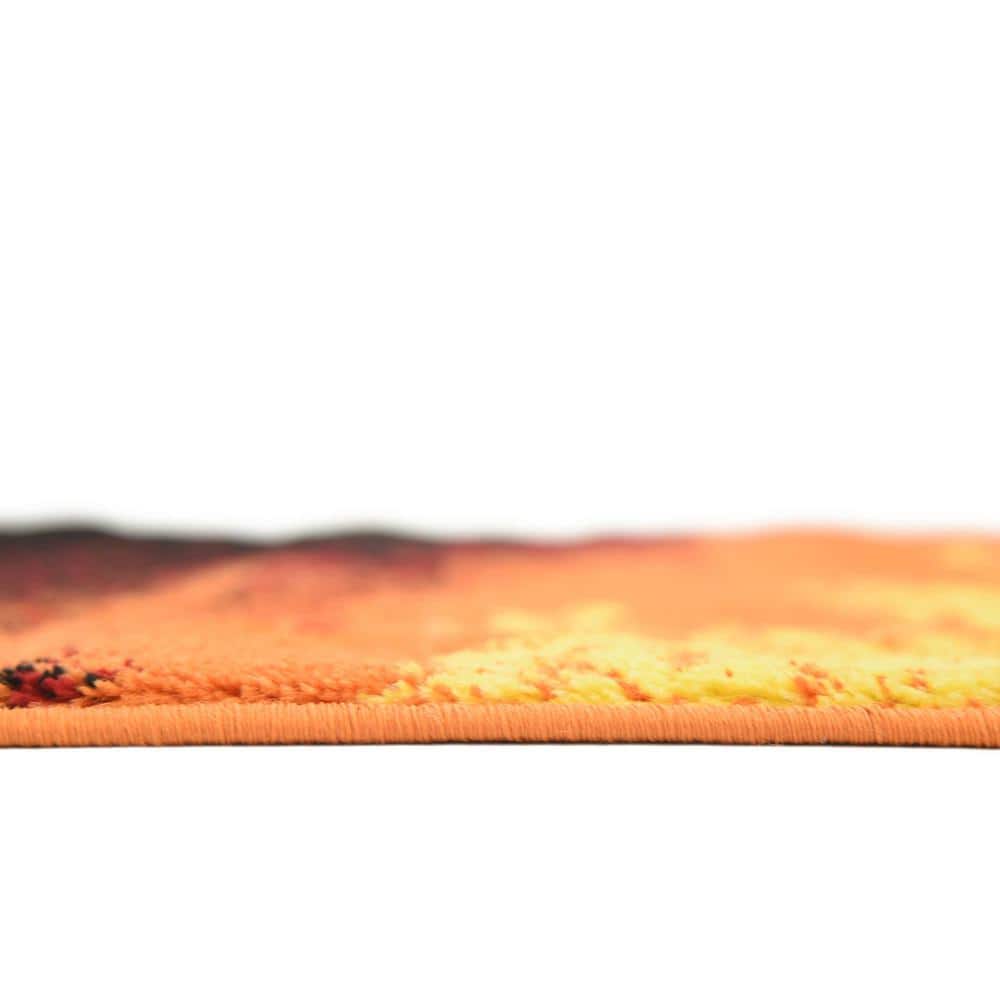 4' x 6' Orange and Black Abstract Synthetic Area Rug
